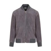 PS By Paul Smith Mauve Suede Bomber Jacket Purple, Herr