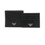 Emporio Armani Svart Logo-Plaque Plånbokset Black, Herr