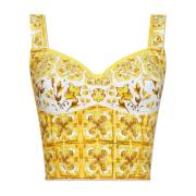 Dolce & Gabbana Topp med 'Majolika'-tryck Yellow, Dam