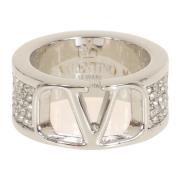 Valentino Garavani Swarovski Crystal Vlogo Signature Ring Gray, Dam