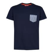 Gallo Blå Bomull T-shirt med Ficka Blue, Herr