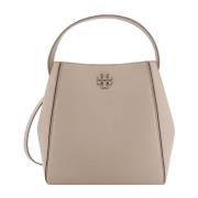 Tory Burch Präglad läder axelväska med tryckknappstängning Beige, Dam