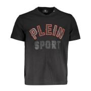 Plein Sport Svart Bomull T-shirt med Tryck Black, Herr