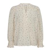 Co'Couture Prickig Blus med Smock Manschetter White, Dam