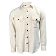 Salvatore Piccolo Rustikt Overshirt i Sandfärger Beige, Herr