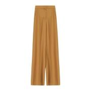 Max Mara Beige Ull Wide Leg Byxor Beige, Dam