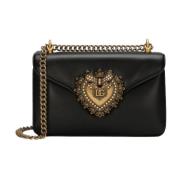 Dolce & Gabbana Nappa Plonge Läder Devotion Väska Black, Dam