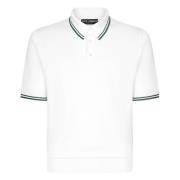 Dolce & Gabbana Silke Polo Skjorta Vit Korta ärmar White, Herr