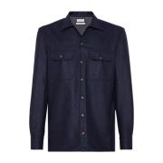 Brunello Cucinelli Stiliga Herrskjortor Kollektion Blue, Herr