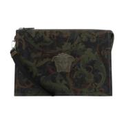 Versace Tryckt läderclutch Black, Herr