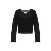 MM6 Maison Margiela Svart Topp med Rund Hals Black, Dam