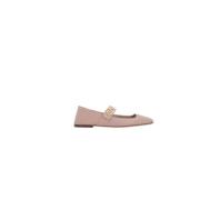 Valentino Garavani Beige Mary-Jane Läder Flats Beige, Dam