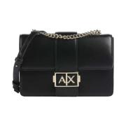 Armani Exchange Elegant axelväska med avtagbar rem Black, Dam