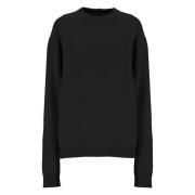 Rick Owens Svart Cashmere Crew Neck Sweater Black, Dam