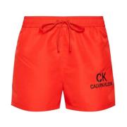 Calvin Klein Core 90s Badshorts i Rött Red, Herr