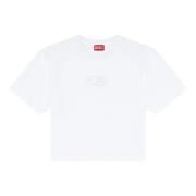 Diesel Vit Bomull T-shirt med Oval D Logo White, Dam