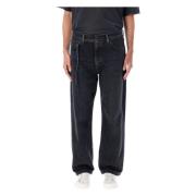 Acne Studios Svarta Slitna Löst Passande Jeans Black, Herr