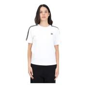 Adidas Originals Vit 3-Stripes T-shirt för kvinnor White, Dam