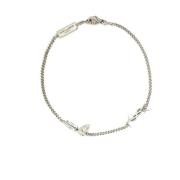 Saint Laurent Silver Interlocking YSL Charm Armband Gray, Dam