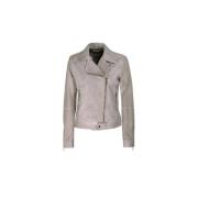 Moorer Vintage Biker Jacket Beige, Dam