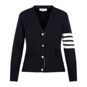 Thom Browne Blå Ull Cardigan Sweater Blue, Dam