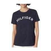 Tommy Hilfiger Monotype Broderad Dam T-shirt Blue, Dam