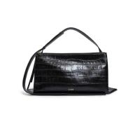 Jil Sander Svart Croco Print Topphandväska Black, Dam