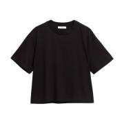 IVY OAK Boxy Bomull T-shirt i Svart Black, Dam