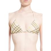 Burberry Vetesignatur Halterneck Bikini Topp Beige, Dam