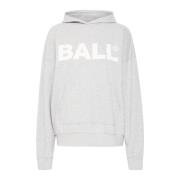 Ball Logo Hoodie Sweatshirt Grey Melange Gray, Dam