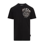 Philipp Plein Svart Worldwide Tema Kristall T-shirt Black, Herr