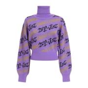 Just Cavalli Script Logo Jacquard Sweater Purple, Dam