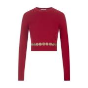 Paco Rabanne Röd Silke Ull Pullover Red, Dam