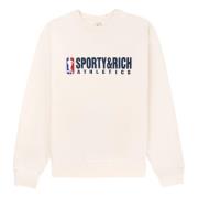 Sporty & Rich Logo Crewneck Sweatshirt Beige, Dam