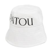 Patou Logo-Print Bucket Hat Vit White, Dam