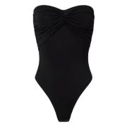 Anine Bing Stretch Body med Hjärtformad Ringning Black, Dam