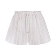 Paco Rabanne Vita Veckade Dragsko Shorts med Nitar White, Dam