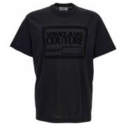 Versace Jeans Couture Flocked-Logo Bomull T-Shirt Black, Herr