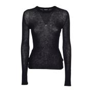 Dondup Stiliga Sweaters med Girocollo Detalj Black, Dam