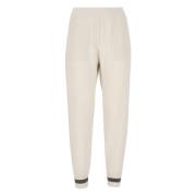 Brunello Cucinelli Ivory Cashmere Elastisk Midja Byxor Beige, Dam