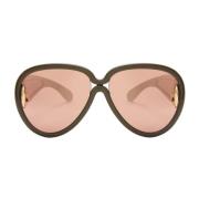 Loewe Khaki Grön Aviator Solglasögon med Rosa Spegel Green, Dam