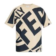 Salvatore Ferragamo T-shirt med logotyp Beige, Herr