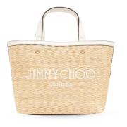 Jimmy Choo Beige Raffia Läder Axelväska Beige, Dam