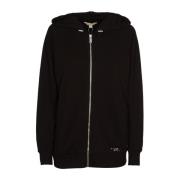 Michael Kors Svart Zip-Up Hoodie Sweater Black, Dam