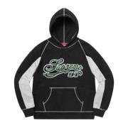 Supreme Svart Panel Script Hoodie Begränsad Upplaga Black, Herr