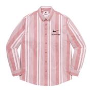 Nike Begränsad Upplaga Rosa Stripe Bomull Twill Skjorta Pink, Herr