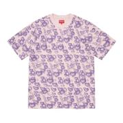 Supreme Hjärtmönster Bomull T-shirt Ljusrosa Multicolor, Dam