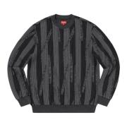 Supreme Texturerad Randig Crewneck Sweaters Black, Herr