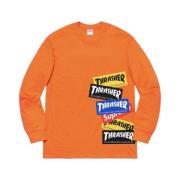 Supreme Begränsad upplaga Multi Logo Långärmad T-shirt Orange, Herr