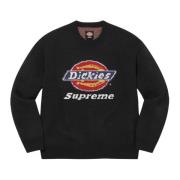 Supreme Svart Jacquard Logo Tröja Begränsad Upplaga Black, Herr